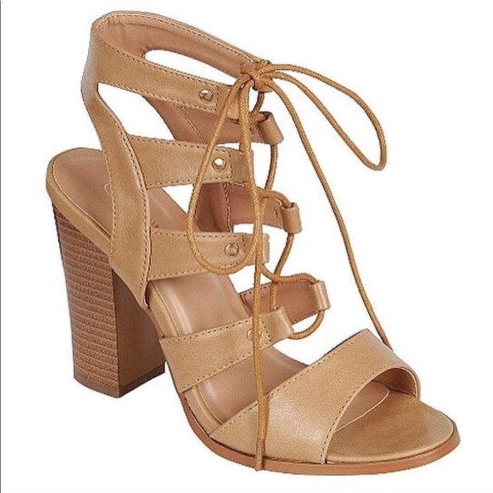 Taupe lace up heels